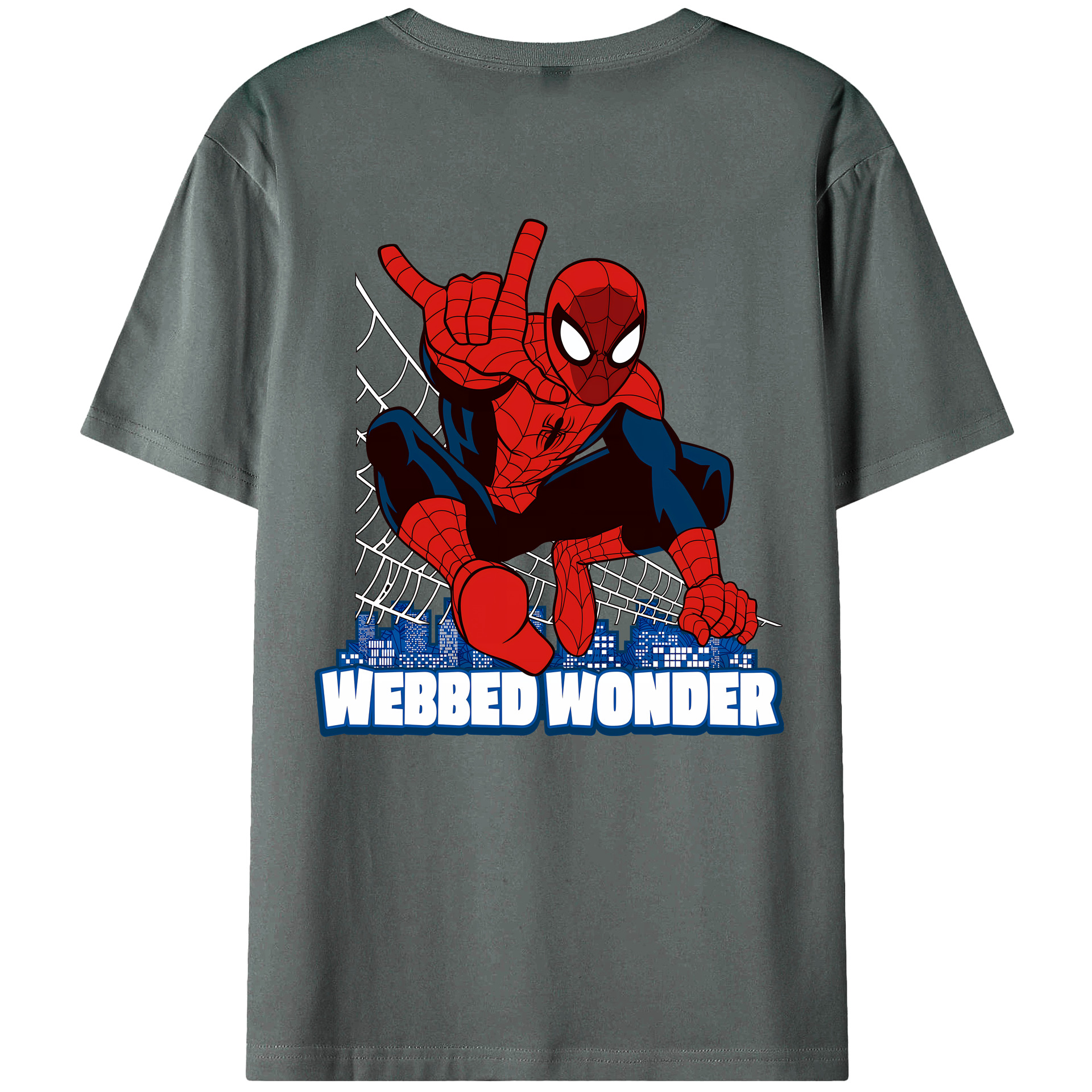 （画像用） Spider Man スパイダーマン 綿100％半袖Tシャツ（背面プリント）